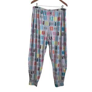 Sweet Treasures Women PJ Pants XL‎ Gray Flip Flop All Over Print Tapered Lounge